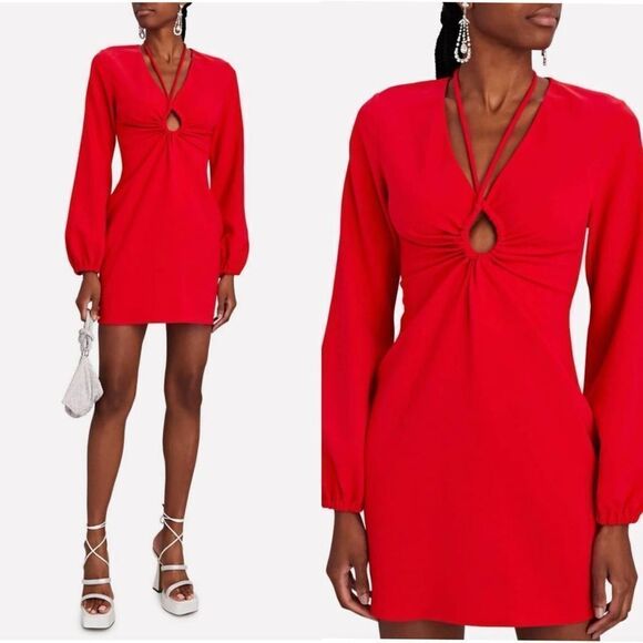 NEW A.L.C. leslie cut out mini dress in garnet - Picture 1 of 13